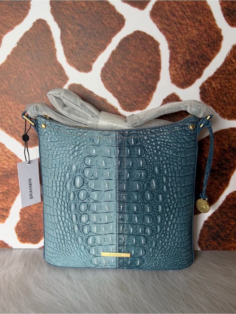 Brahmin Katie DENIM SECOUR Crossbody Leather Messenger Crossbody Bag NWT HTF